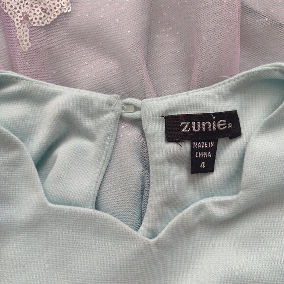 Zunie Girls Unicorn Ombre Tulle Dress 4 Sequins Green Blue Purple Party Wear - Picture 2 of 10